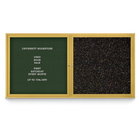 United Visual Products Corkboard, Cobalt Accent/Bronze, 72"x48" UV408PLUS-BRONZE-COBACC